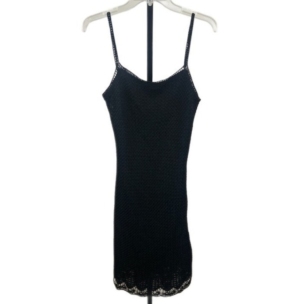 Ralph Lauren Exclusive Tight Knit Crochet Slip Dress Black Classy Bodycon Medium